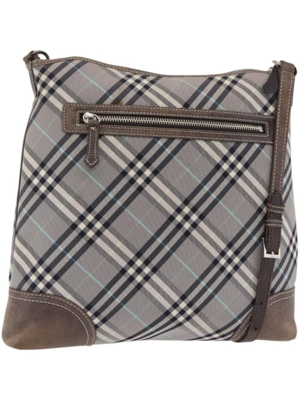 BURBERRY Nova Check Shoulder Bag Canvas Gray Silver